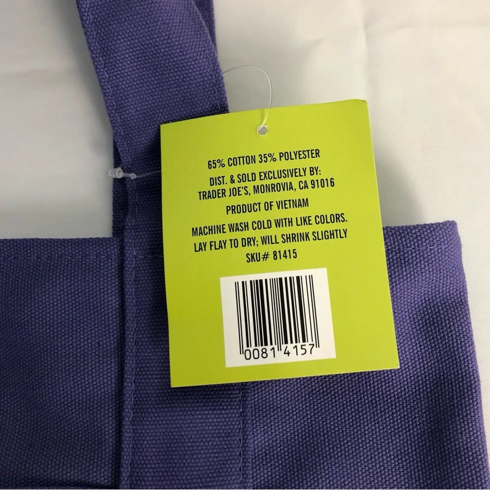 NWT Trader Joe’s Limited EditionTote Bag Mini Purple NEW